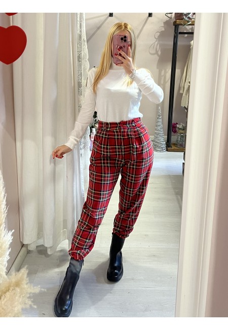 Pantaloni tartan rossi
