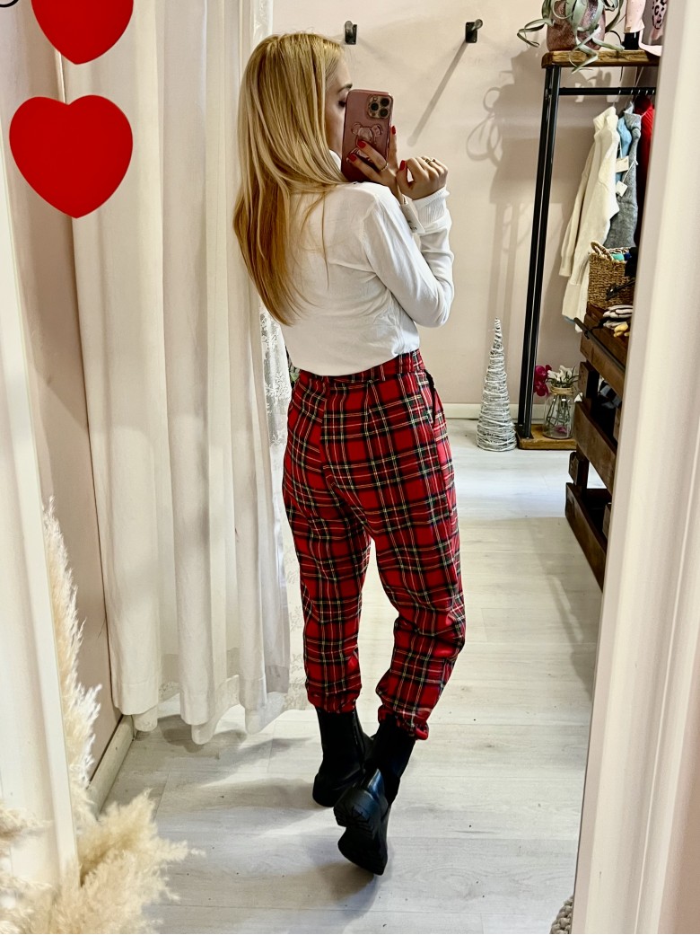 Pantaloni tartan rossi