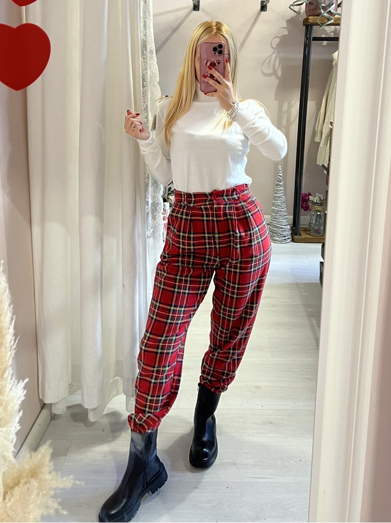 Pantaloni tartan rossi
