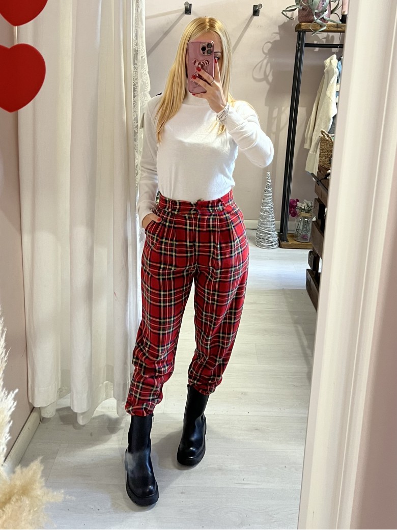 Pantaloni tartan rossi