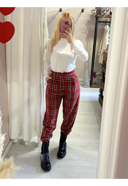 Pantaloni tartan rossi