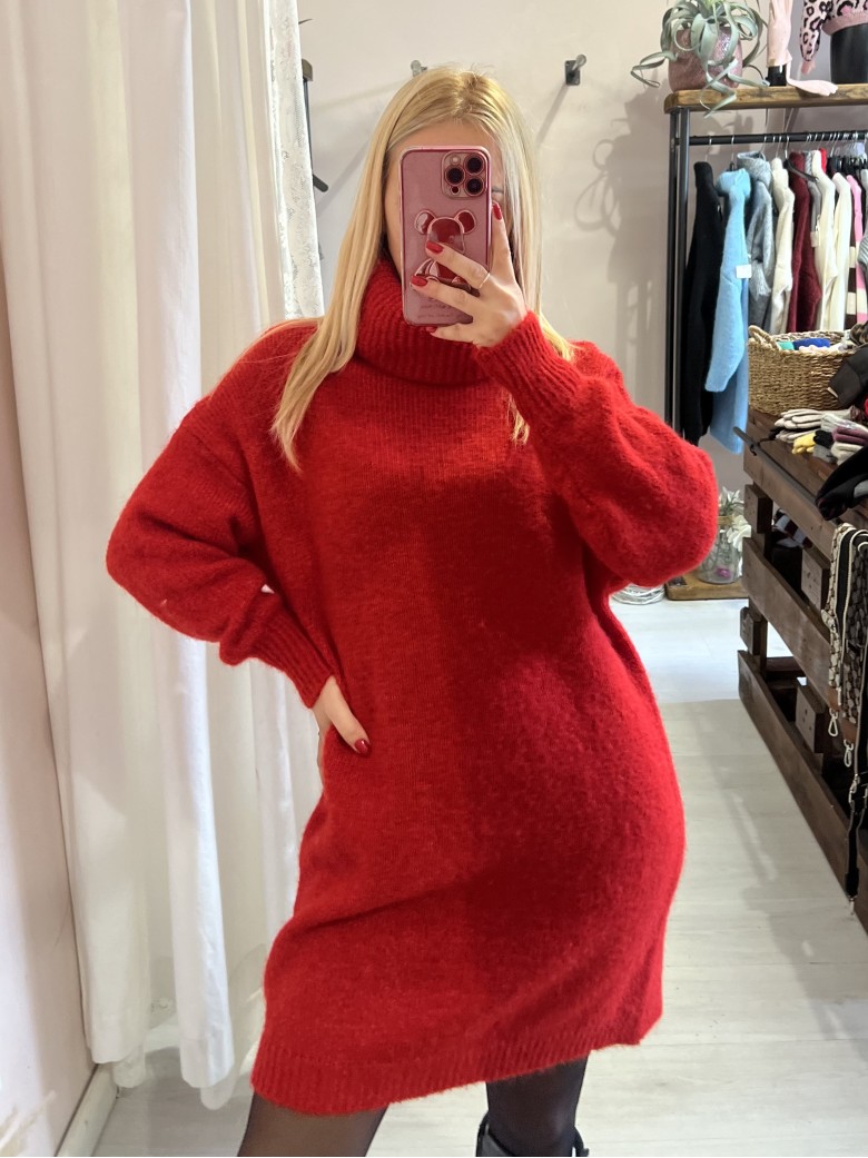 Vestito maxi pull rosso