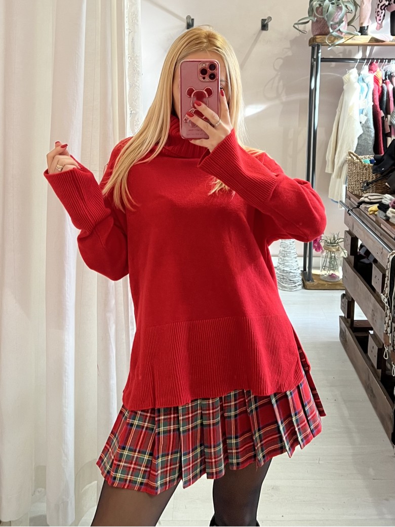 Mini gonna plissettata tartan ROSSA