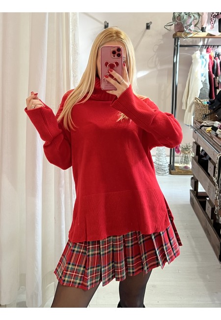 Mini gonna plissettata tartan ROSSA