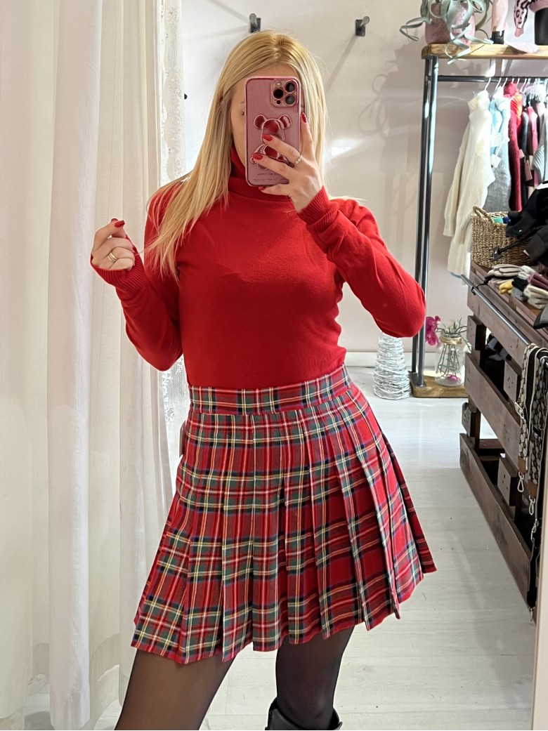 Mini gonna plissettata tartan ROSSA
