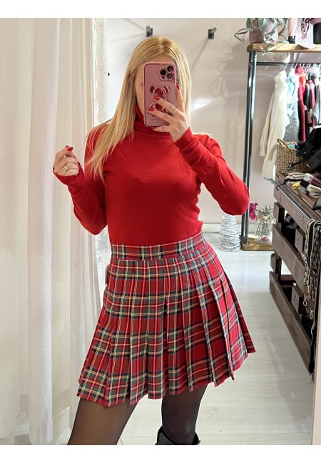 Mini gonna plissettata tartan ROSSA