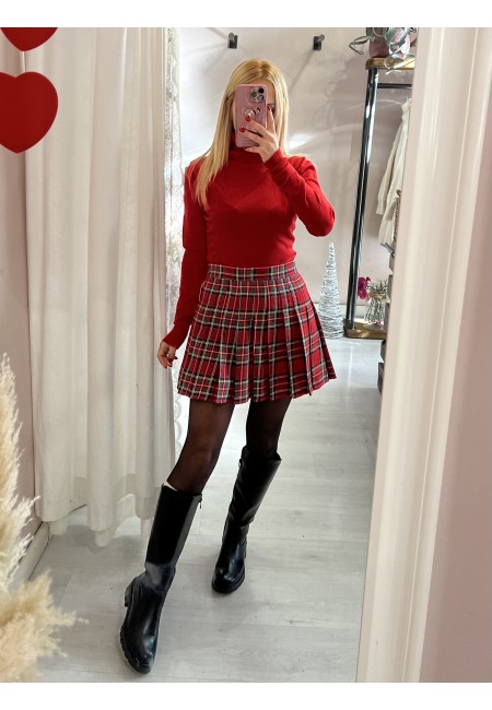 Mini gonna plissettata tartan ROSSA