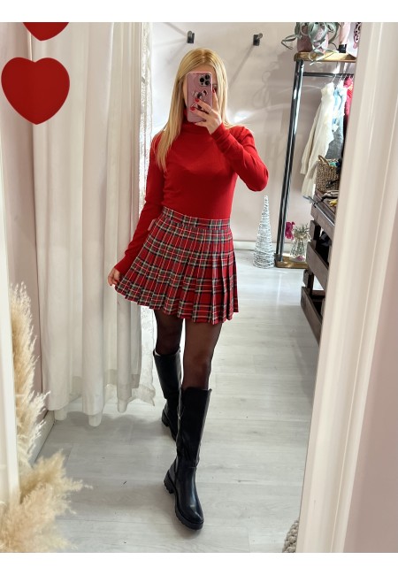Mini gonna plissettata tartan ROSSA