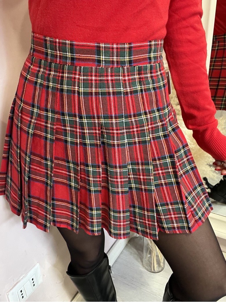 Mini gonna plissettata tartan ROSSA