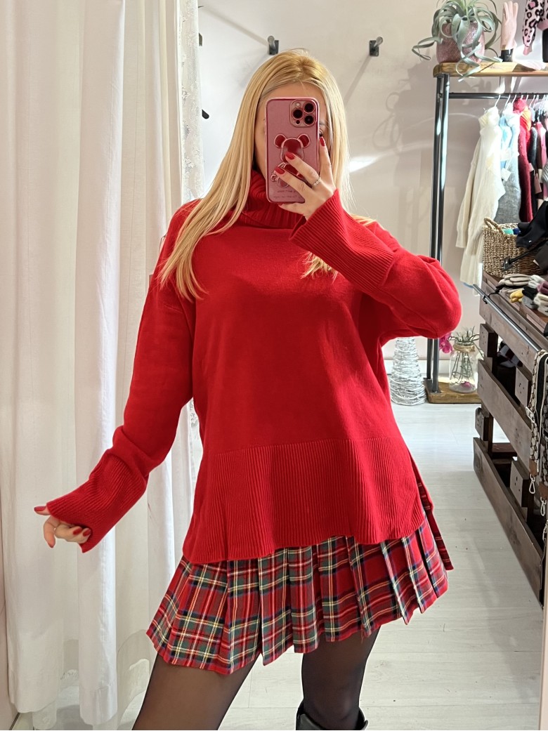 Mini gonna plissettata tartan ROSSA