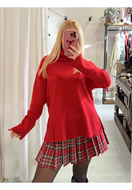 Mini gonna plissettata tartan ROSSA