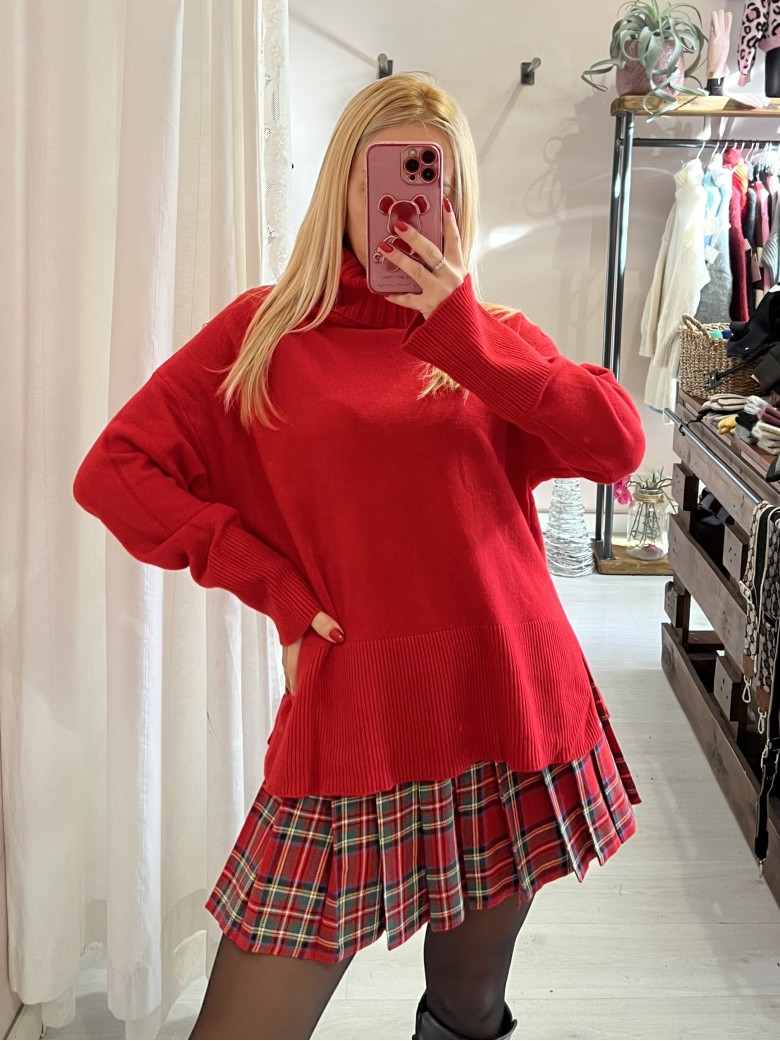 Mini gonna plissettata tartan ROSSA