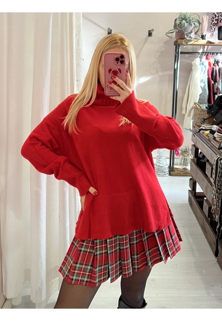 Mini gonna plissettata tartan ROSSA