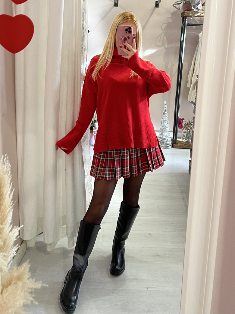 Mini gonna plissettata tartan ROSSA