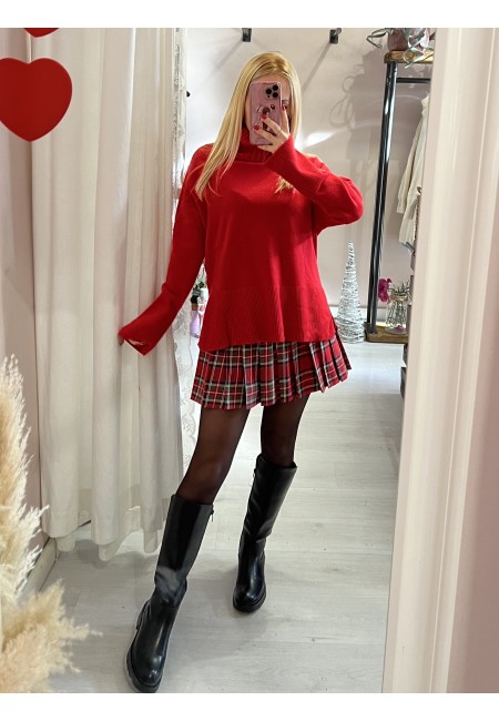 Mini gonna plissettata tartan ROSSA