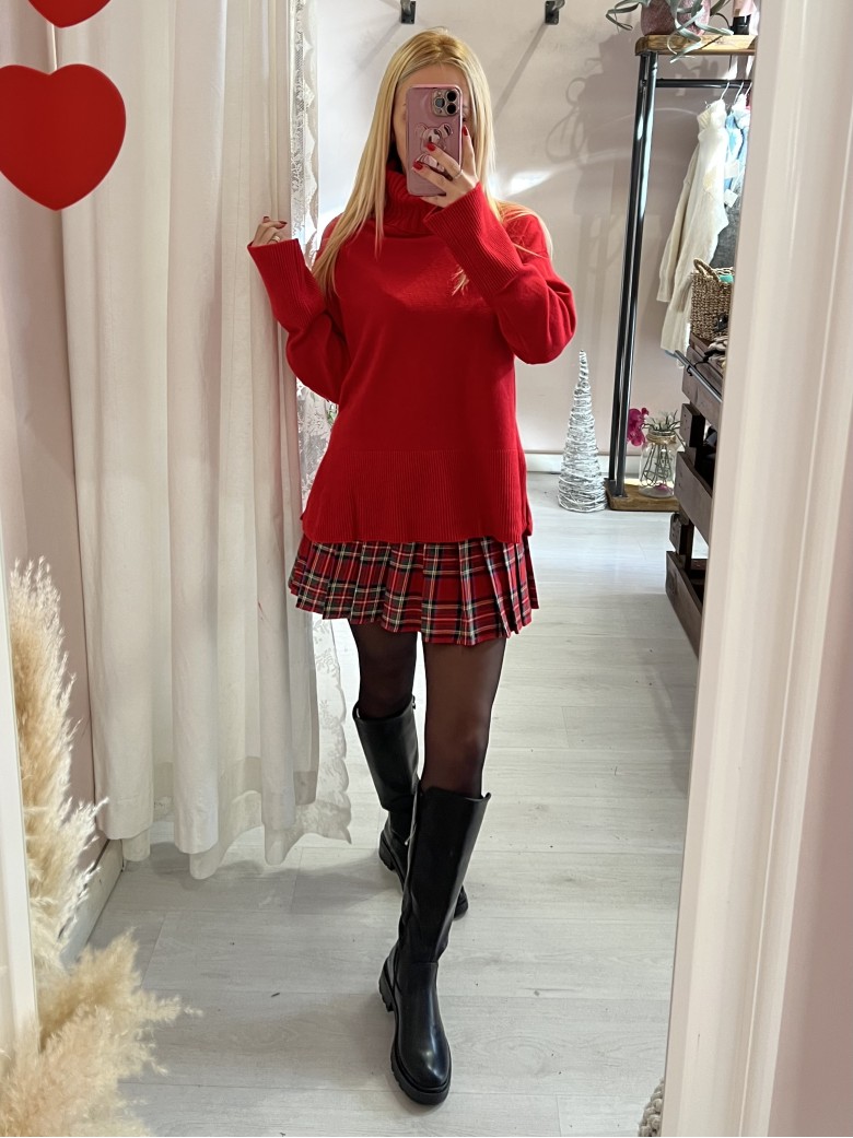 Mini gonna plissettata tartan ROSSA