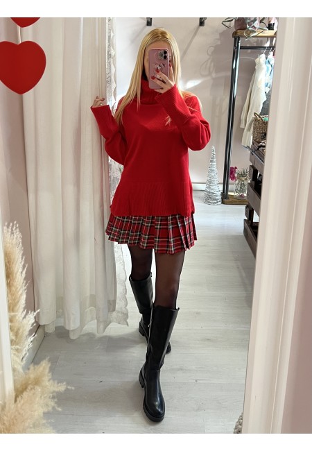 Mini gonna plissettata tartan ROSSA