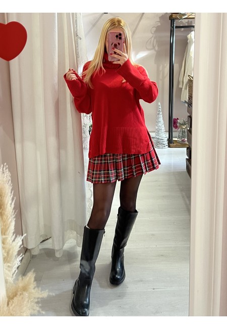 Mini gonna plissettata tartan ROSSA