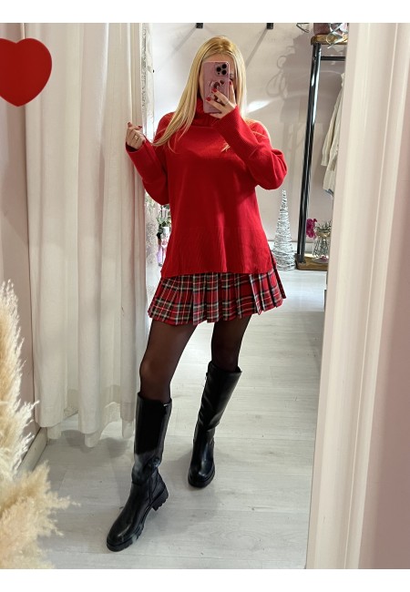 Mini gonna plissettata tartan ROSSA