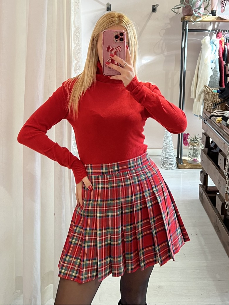 Mini gonna plissettata tartan ROSSA