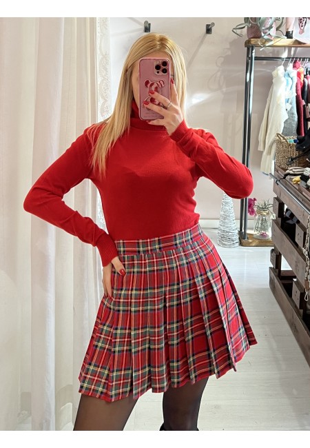 Mini gonna plissettata tartan ROSSA