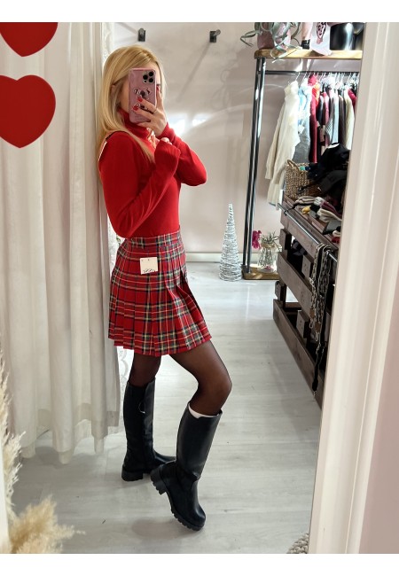 Mini gonna plissettata tartan ROSSA