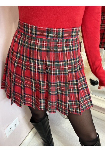 Mini gonna plissettata tartan ROSSA