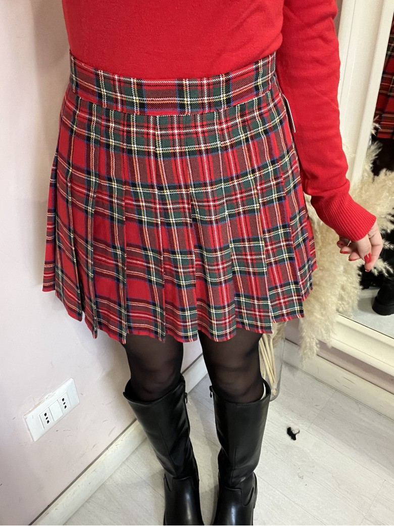 Mini gonna plissettata tartan ROSSA