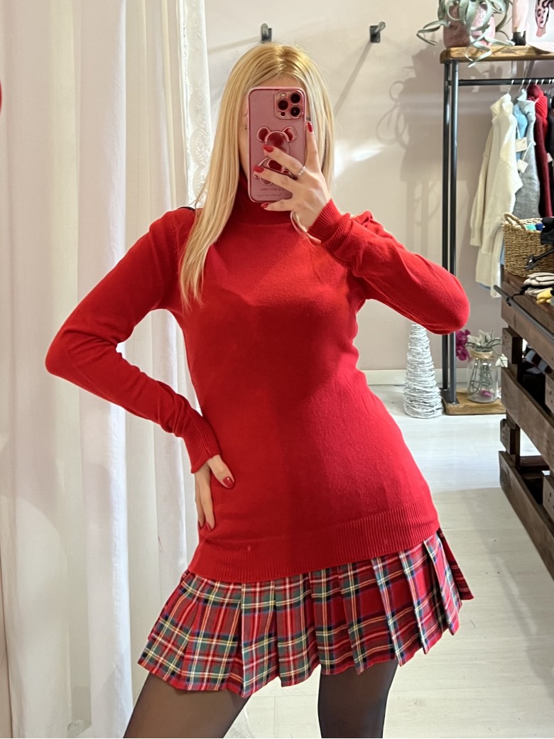 Mini gonna plissettata tartan ROSSA