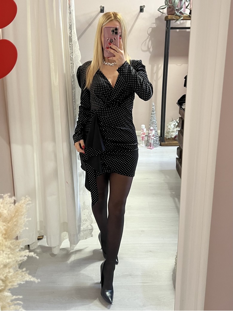 Vestito velluto con borchiette brillanti nero