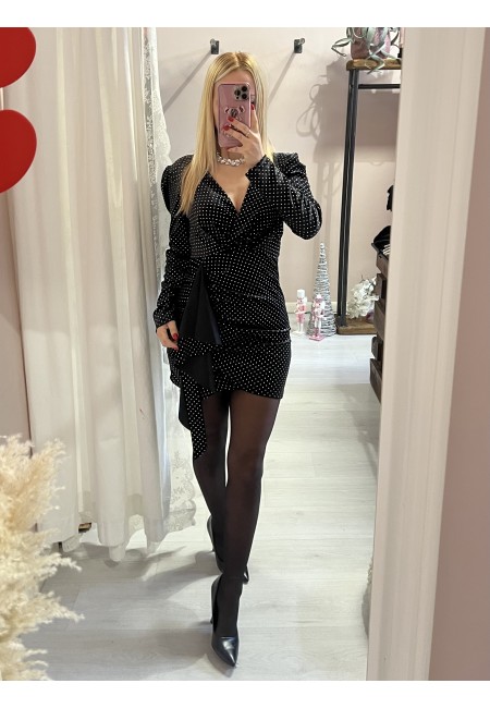 Vestito velluto con borchiette brillanti nero