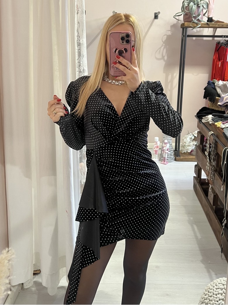 Vestito velluto con borchiette brillanti nero