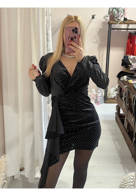 Vestito velluto con borchiette brillanti nero