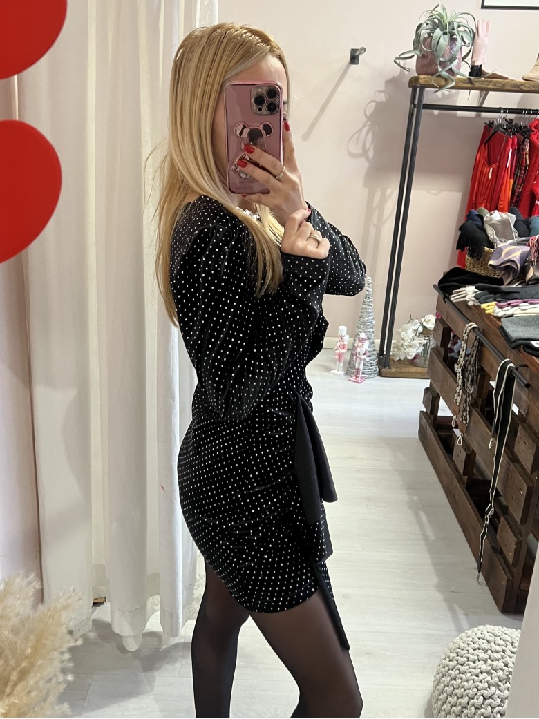 Vestito velluto con borchiette brillanti nero