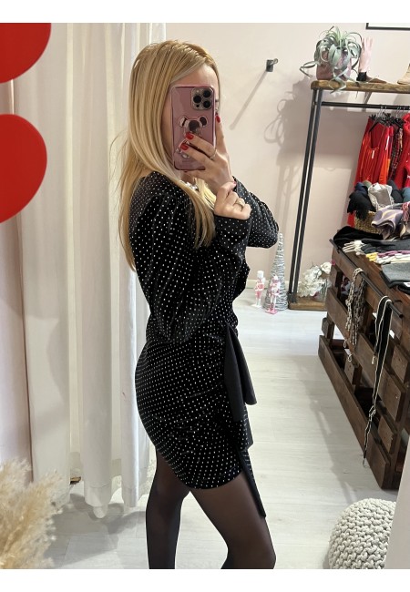 Vestito velluto con borchiette brillanti nero