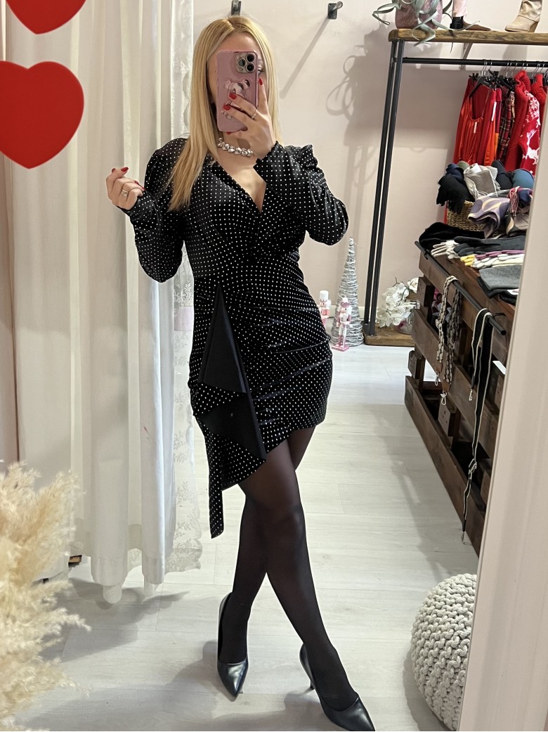 Vestito velluto con borchiette brillanti nero