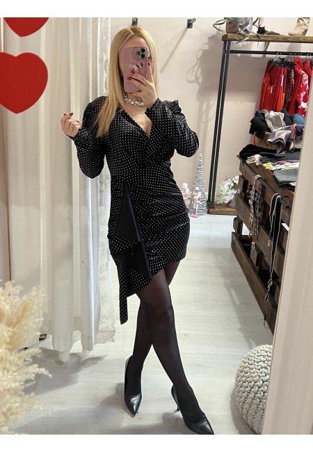 Vestito velluto con borchiette brillanti nero