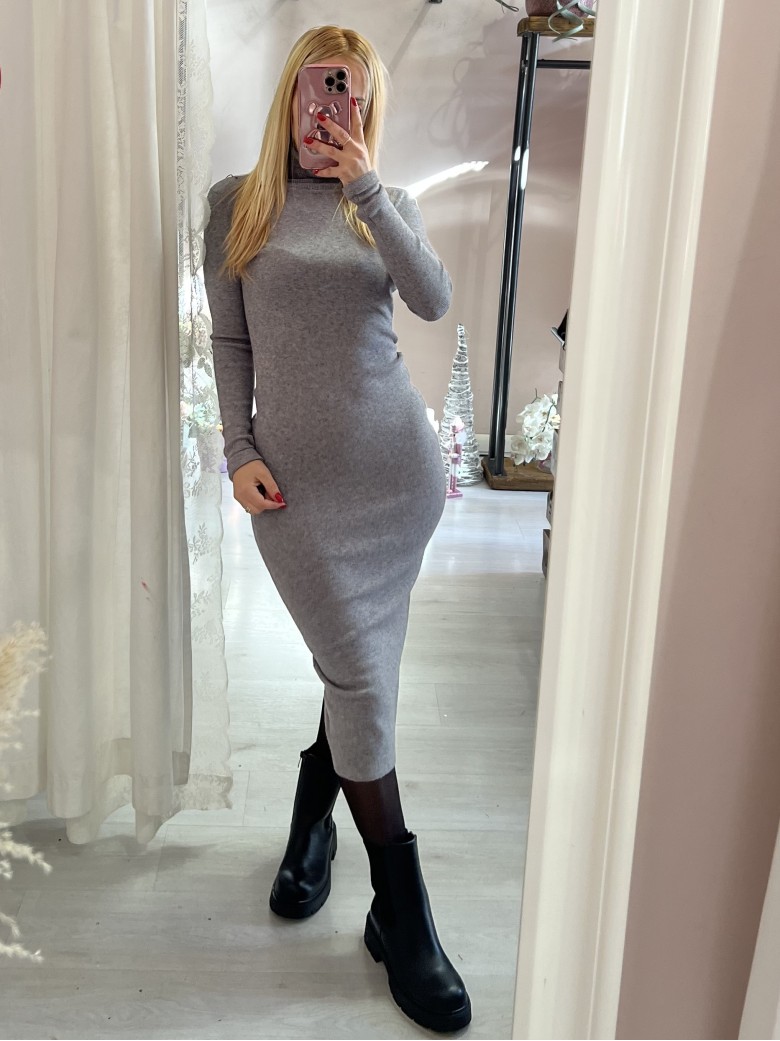 Vestito longuette dolcevita GRIGIO