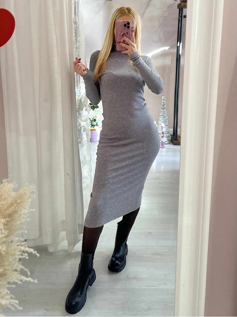 Vestito longuette dolcevita GRIGIO