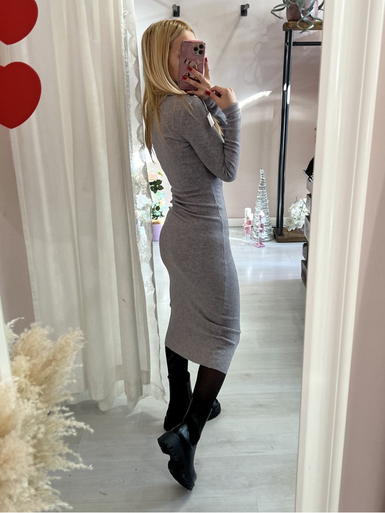 Vestito longuette dolcevita GRIGIO