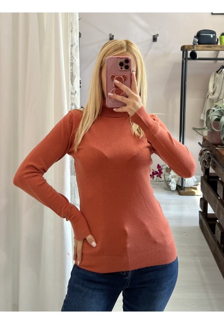 Maglioncino dolcevita collo alto ruggine