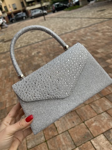 Borsetta LUREX con tracollina argento 2