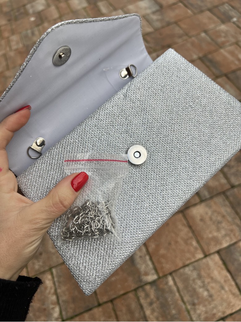 Borsetta LUREX con tracollina argento