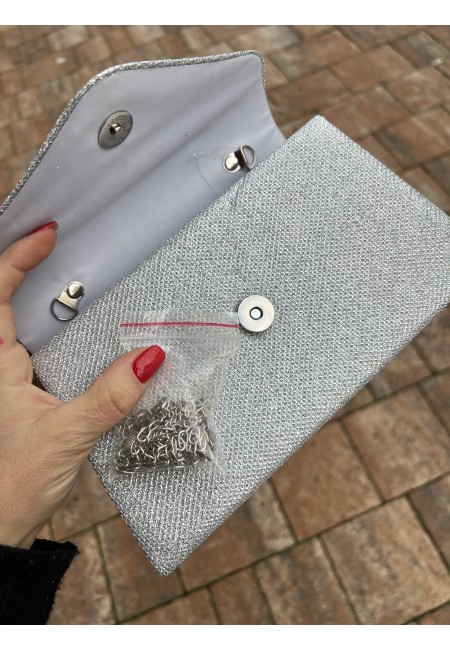 Borsetta LUREX con tracollina argento