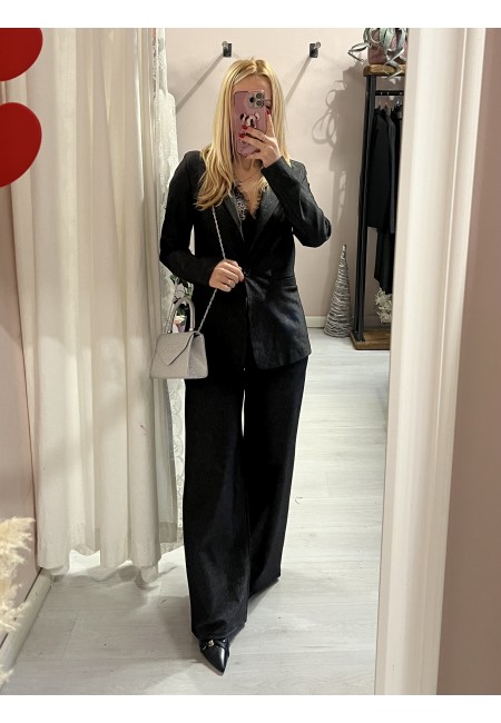 Pantaloni lurex neri