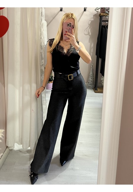 Pantaloni lurex neri