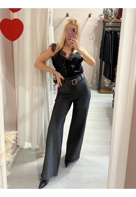 Pantaloni lurex neri
