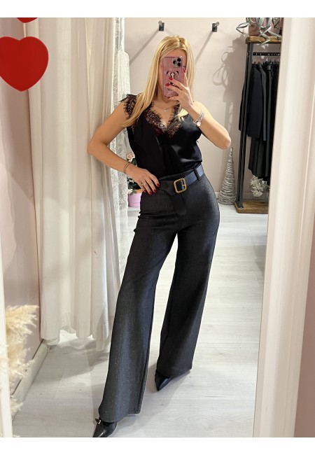 Pantaloni lurex neri