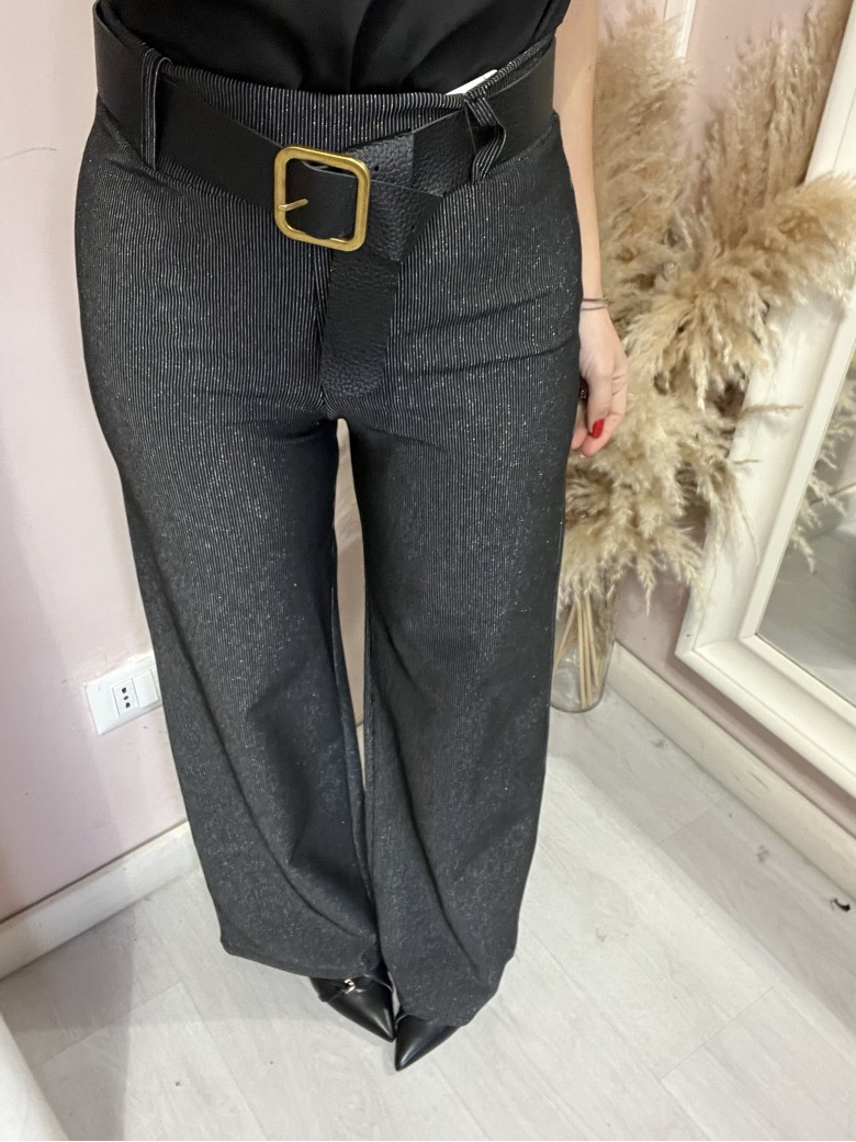 Pantaloni lurex neri