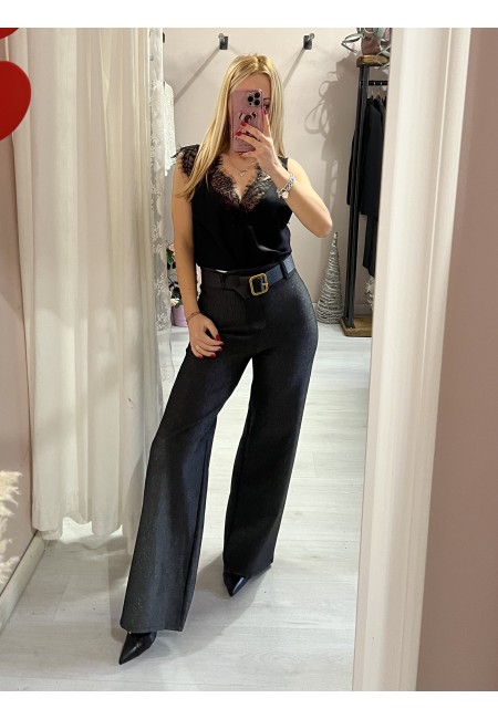 Pantaloni lurex neri